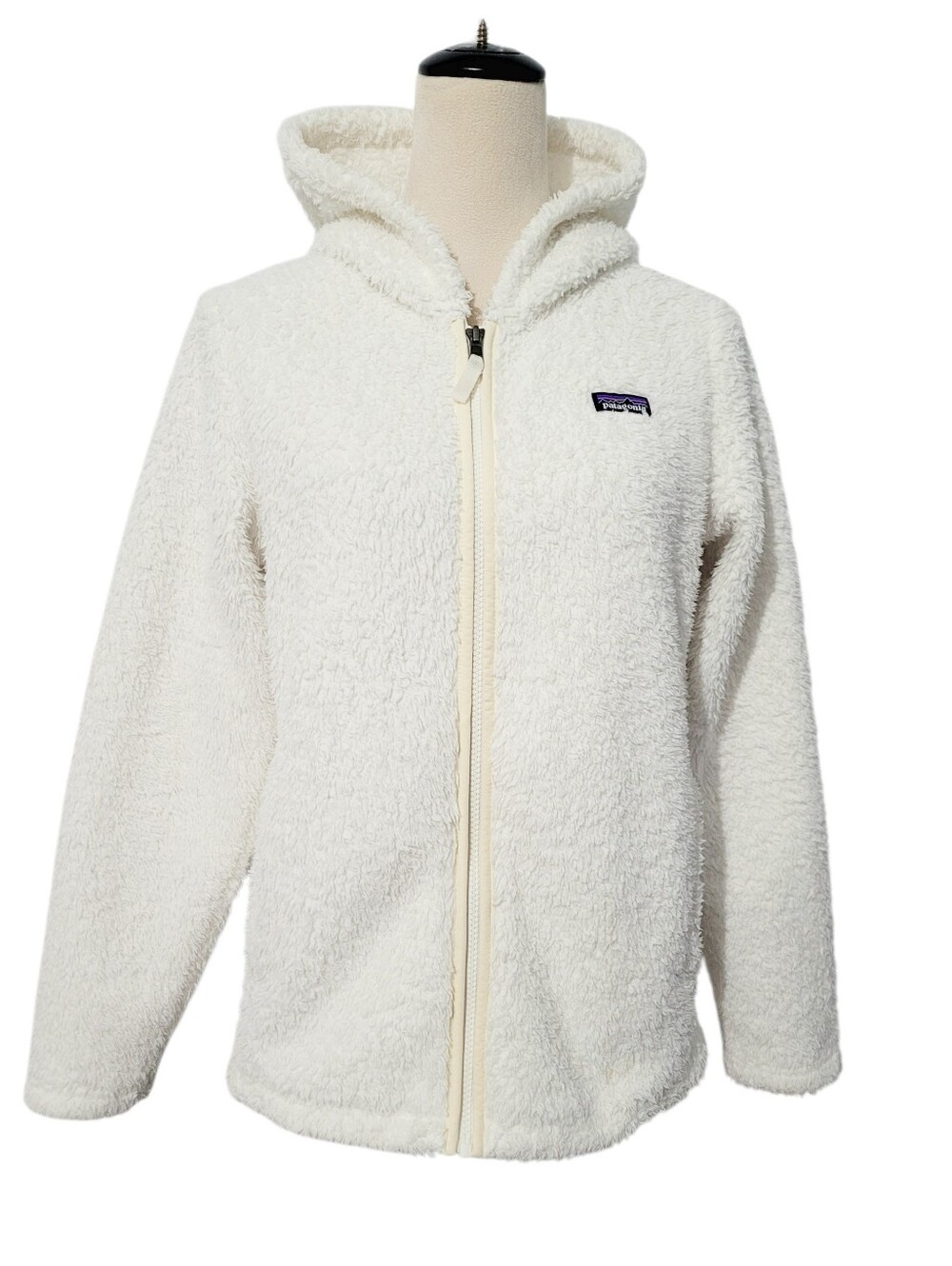 Patagonia Los Gatos Fleece Hoodie Jacket Women's Ivory Full Zip Teddy Sherpa Med - Picture 2 of 13